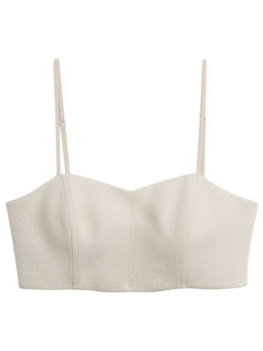 Banana Republic Mara Tweed Bustier Cropped Top with Removable Straps & Boning